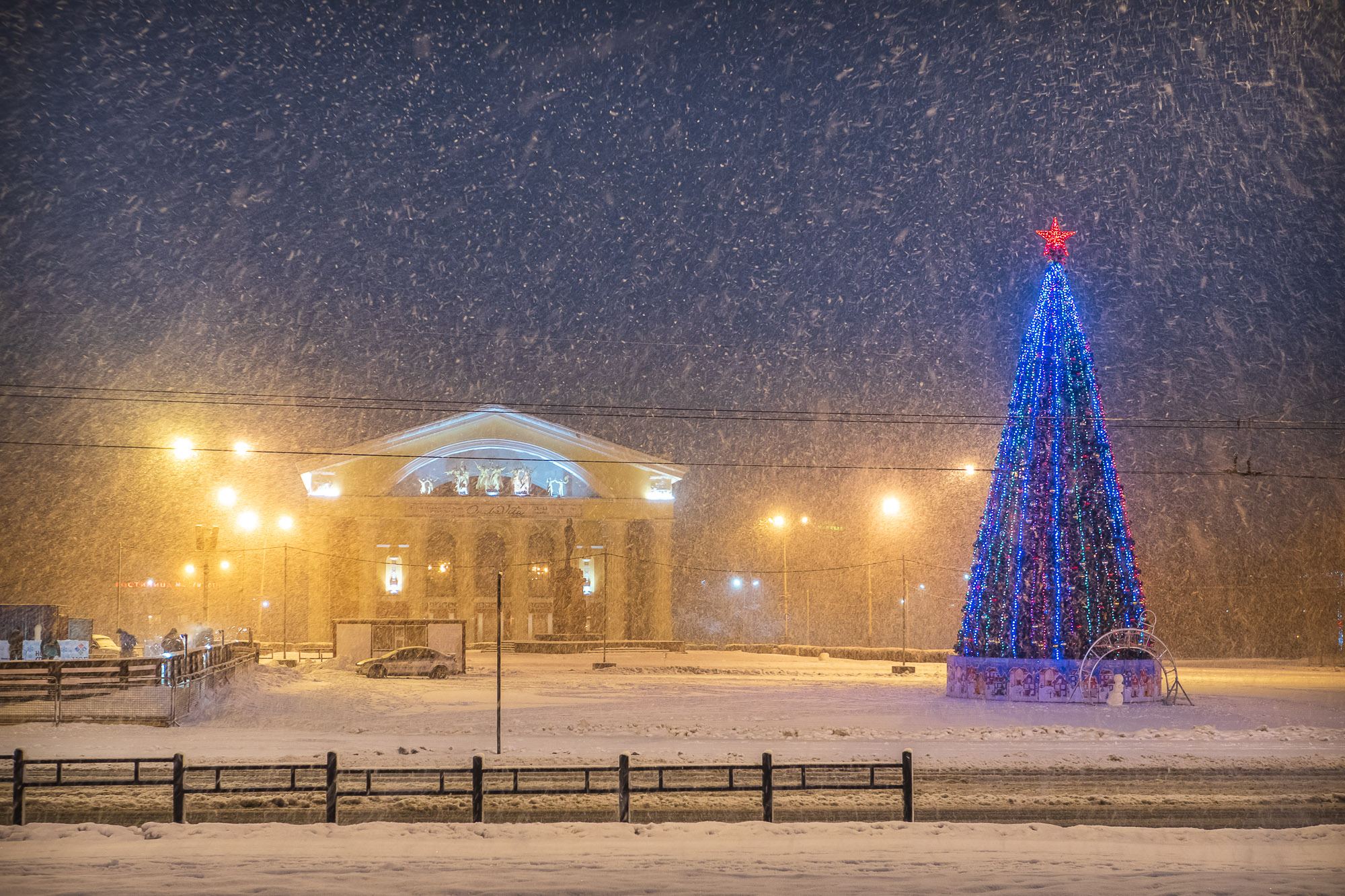 Праздник к нам приходит: В Петрозаводске установили первую новогоднюю елку 